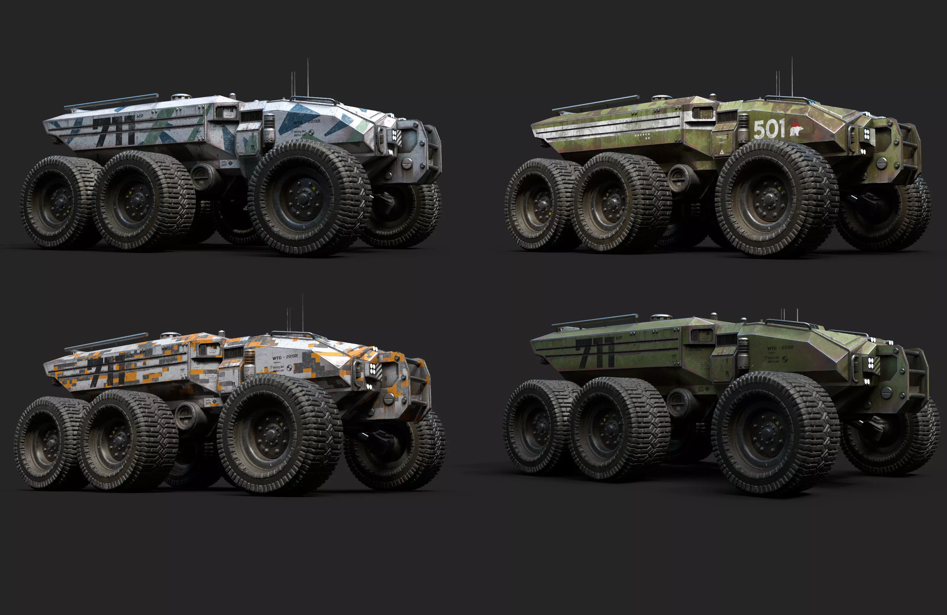 Technical Vehicle Collection Source Files 8K Texturus Low-poly 3D model