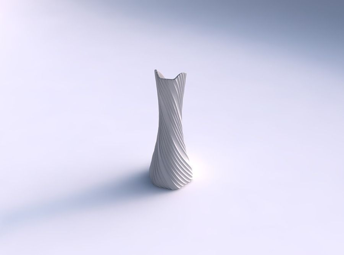 Vase squeezed and bent hexagon 2 with twisted extruded lines