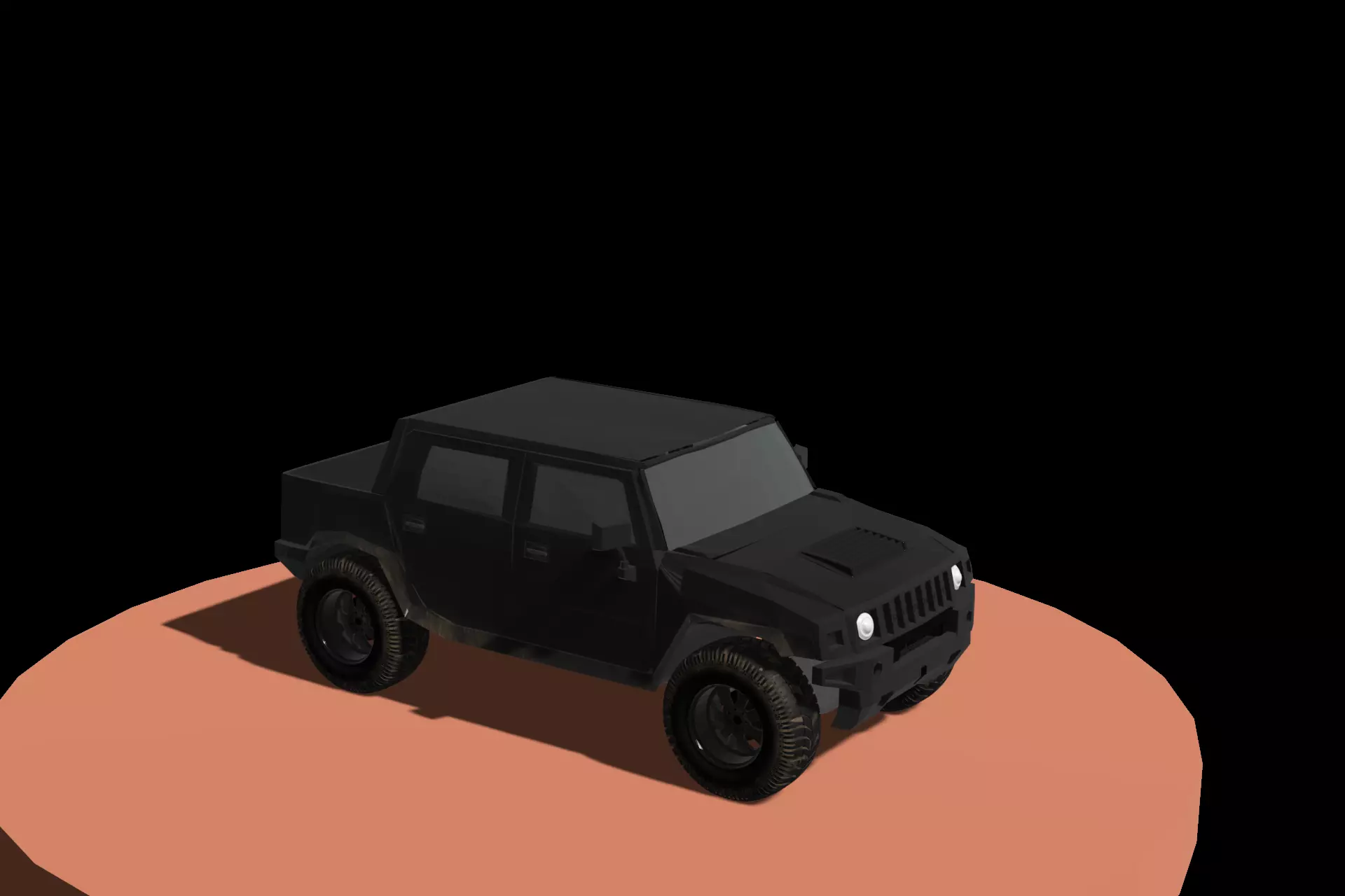 Hummer jeep Low-poly 3D model_0