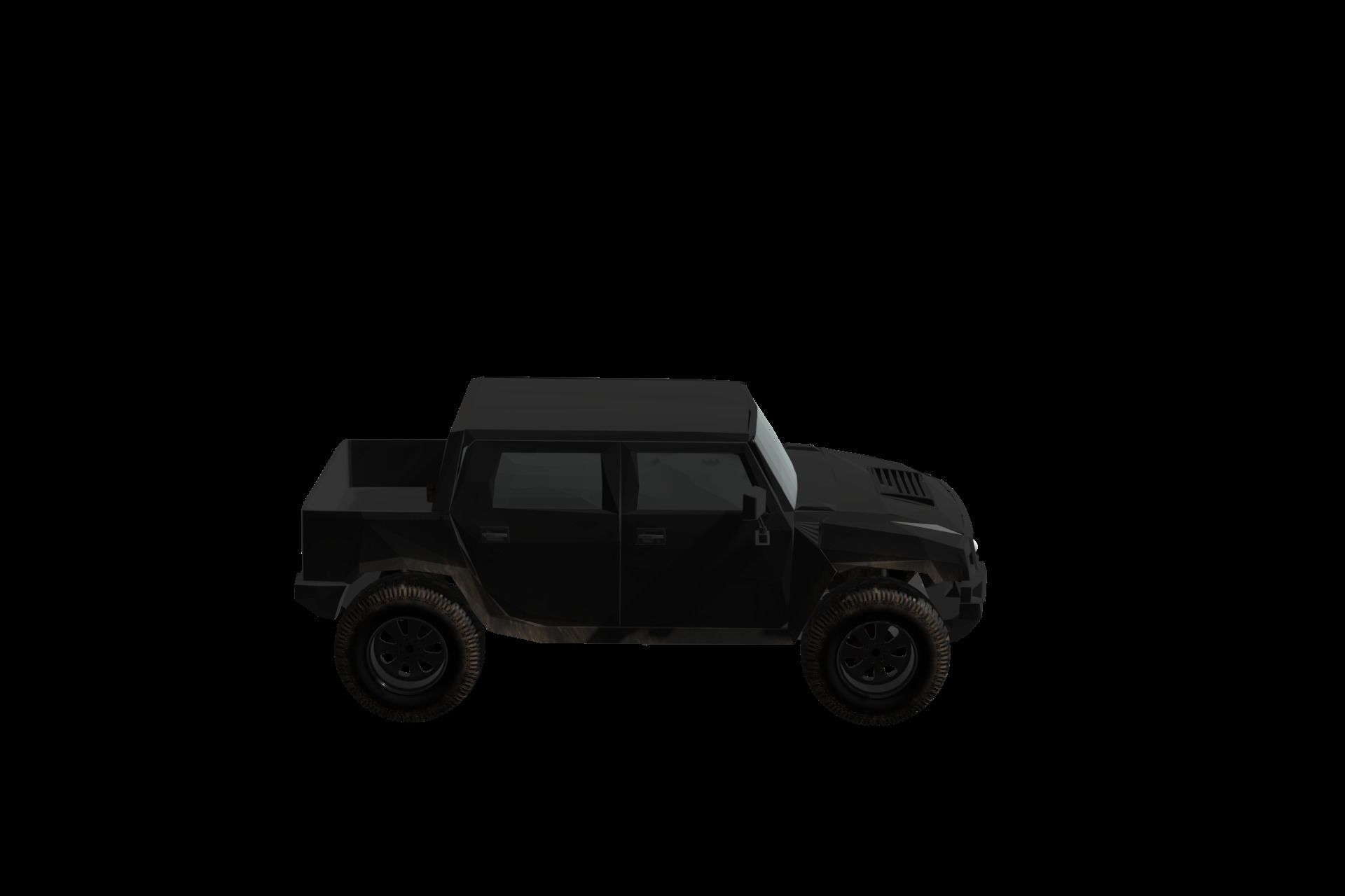 Hummer jeep Low-poly 3D model_4