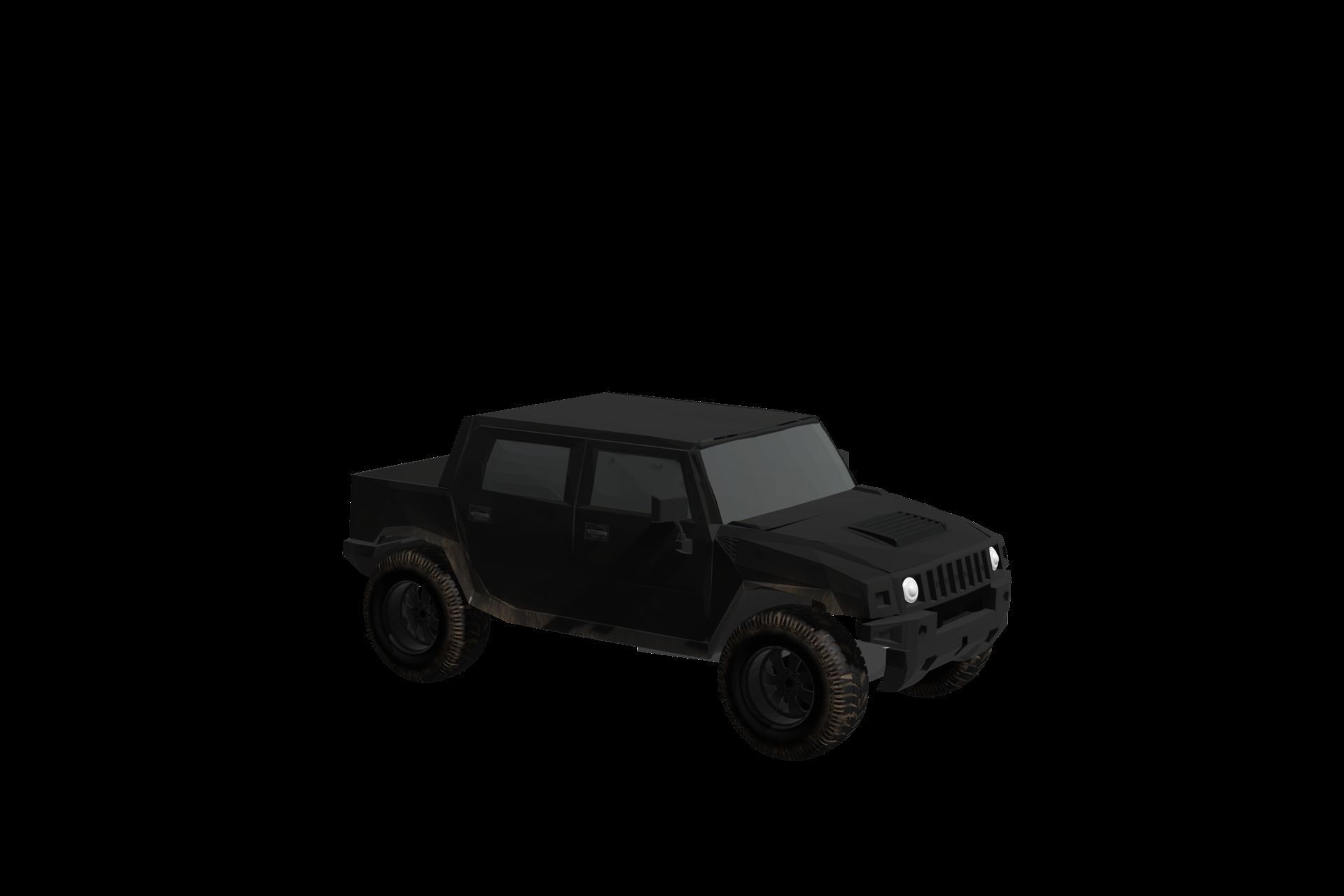 Hummer jeep Low-poly 3D model_3