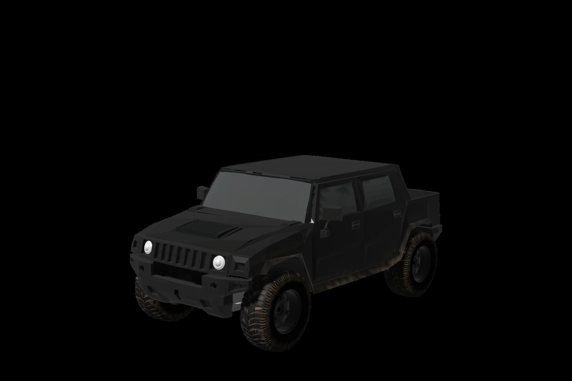 Hummer jeep Low-poly 3D model_6
