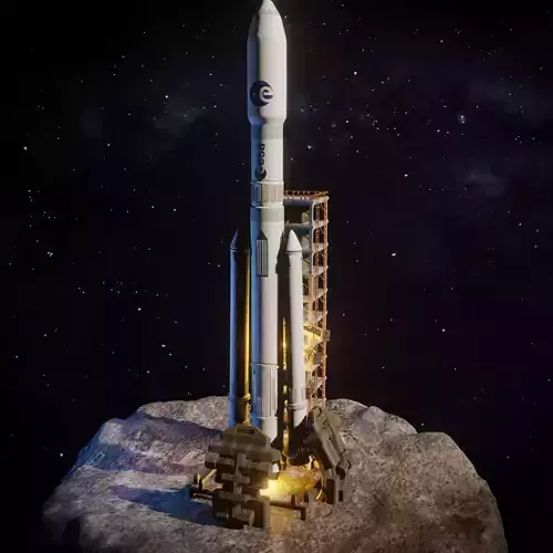 ESA Rocket textured and rigged 3D model