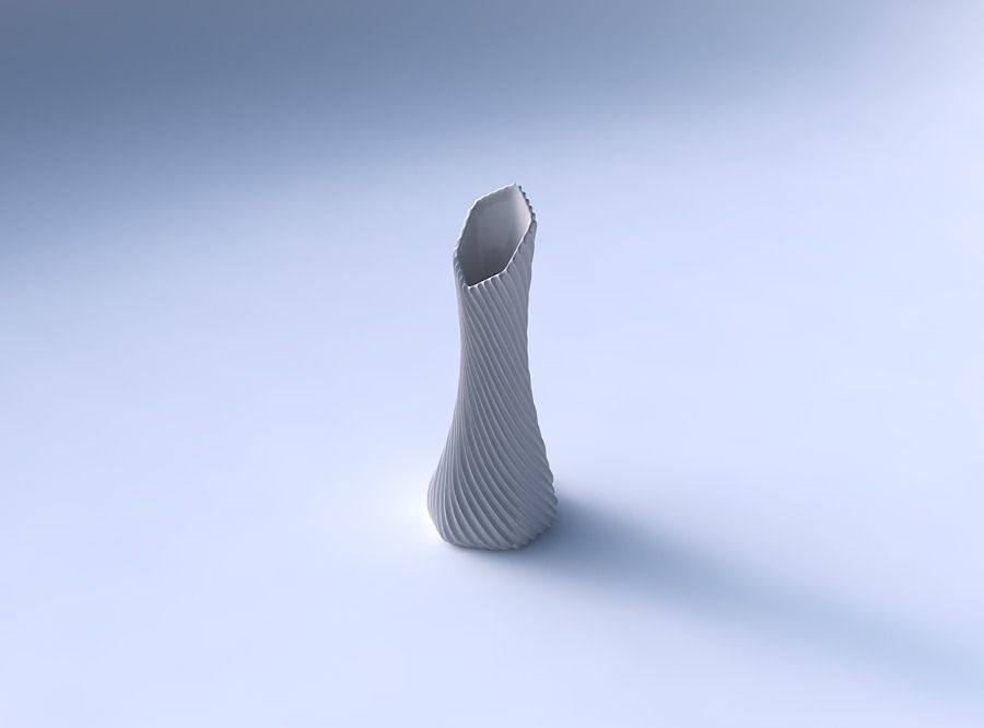 Vase squeezed and bent hexagon with bent extruded lines 2 3D print model_7