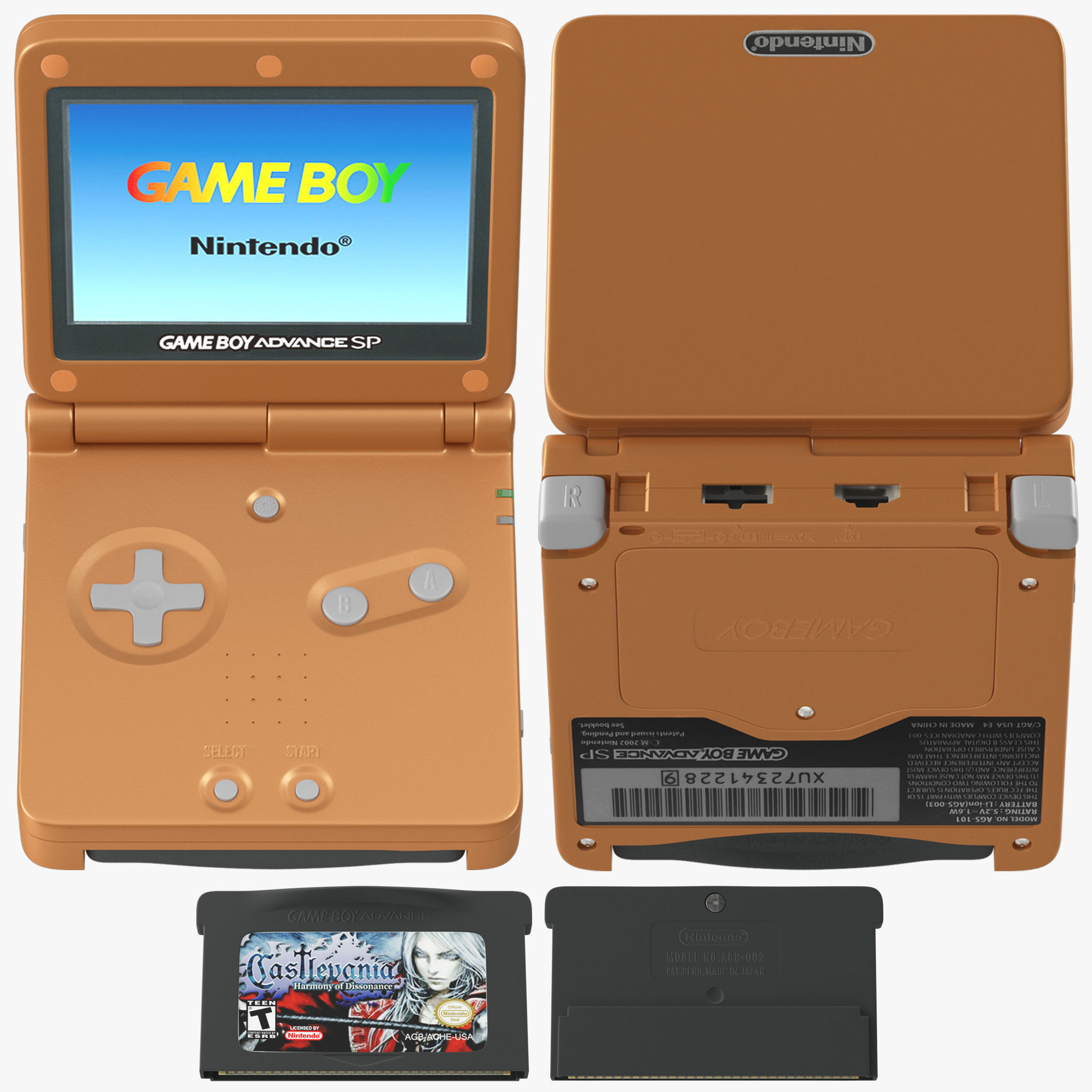 Game Boy Advance SP orange 3D model_3