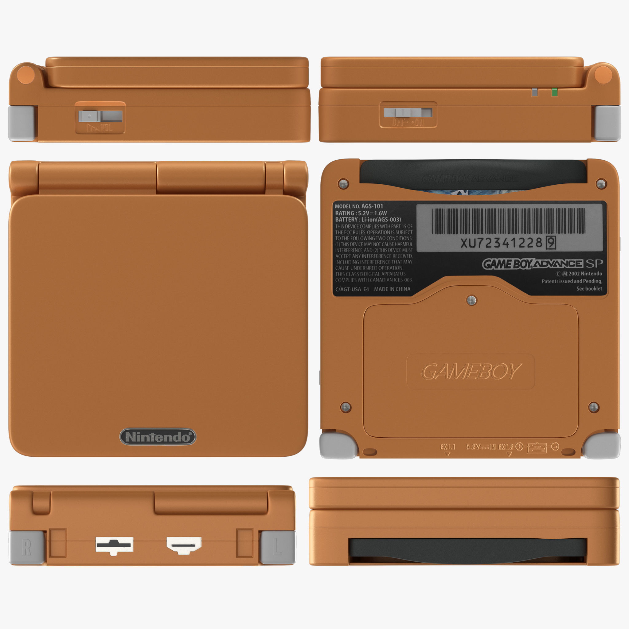 Game Boy Advance SP orange 3D model_1
