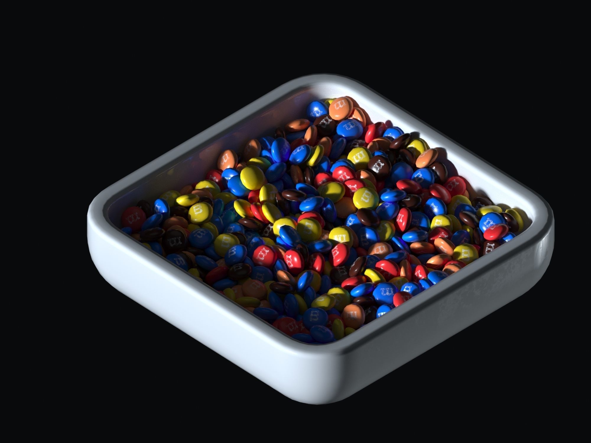 Dining set colorful sprinkles in square bowl 3D model_3