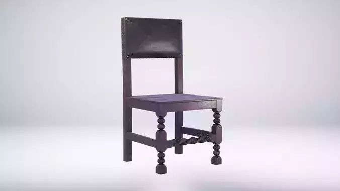 17th Century Chair Wooden Low-poly 3D model