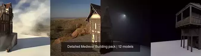 Detailed Medieval Building pack 3D Model Collection
