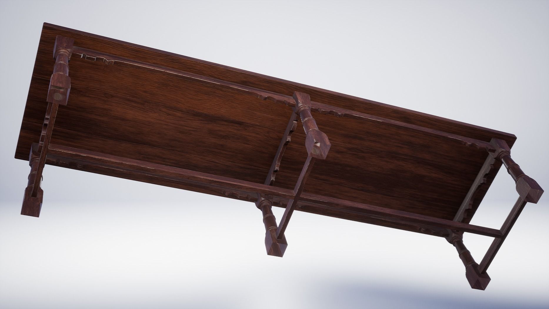 17th Century Dining Table Wooden Low-poly 3D model_1