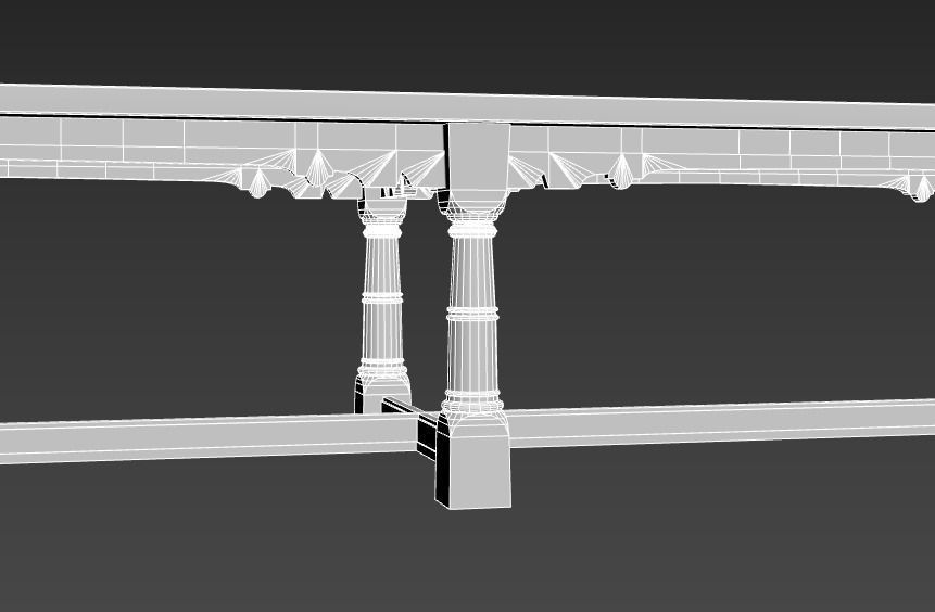 17th Century Dining Table Wooden Low-poly 3D model_4