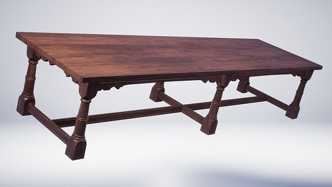 17th Century Dining Table Wooden Low-poly 3D model