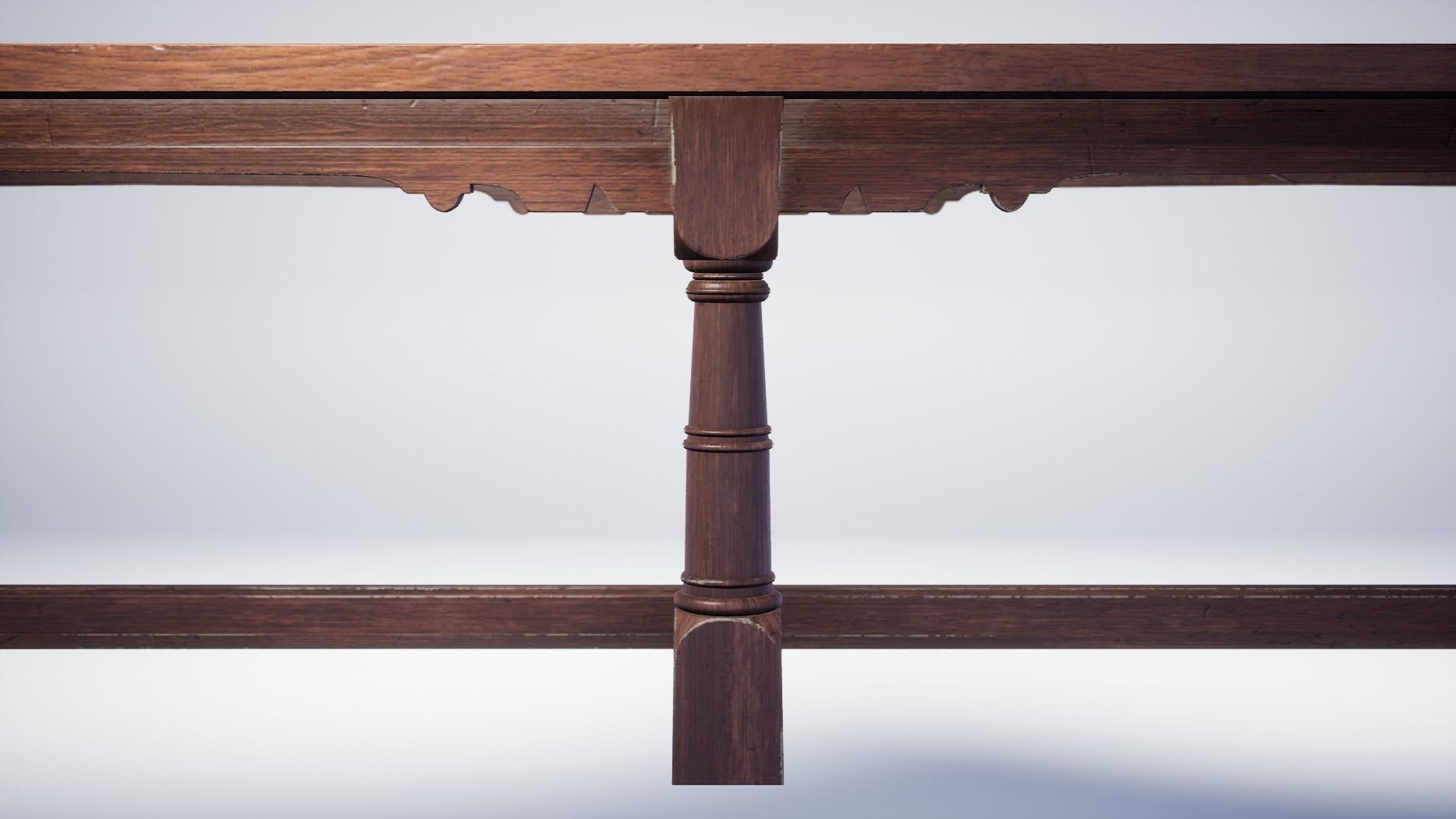 17th Century Dining Table Wooden Low-poly 3D model_2