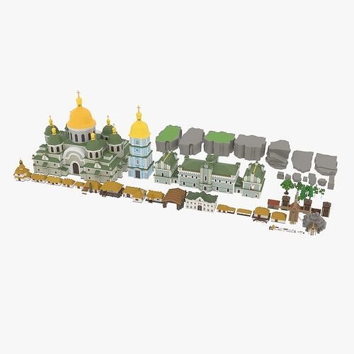 Medieval City Environments Pack Low-poly 3D model
