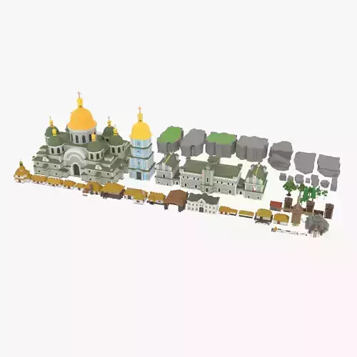 Medieval City Environments Pack Low-poly 3D model