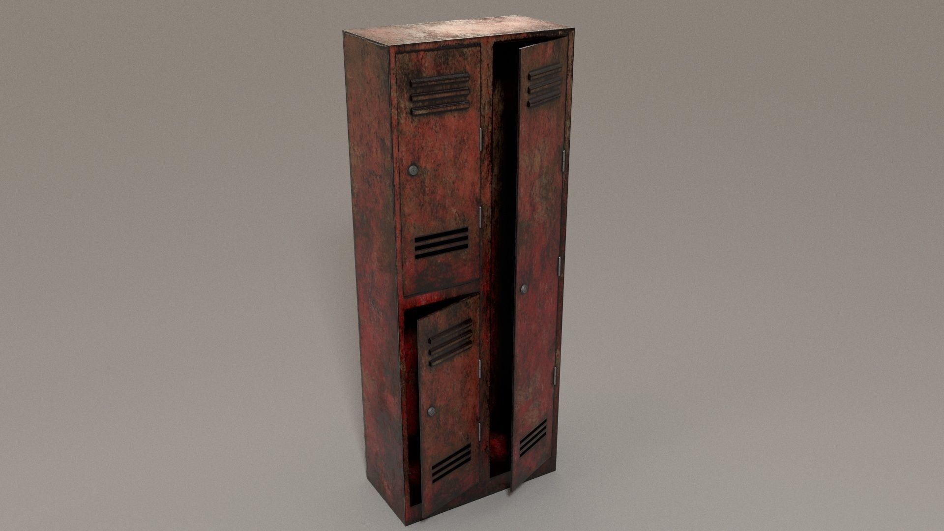 Red Locker 3D Model wardrobe Low-poly 3D model_1