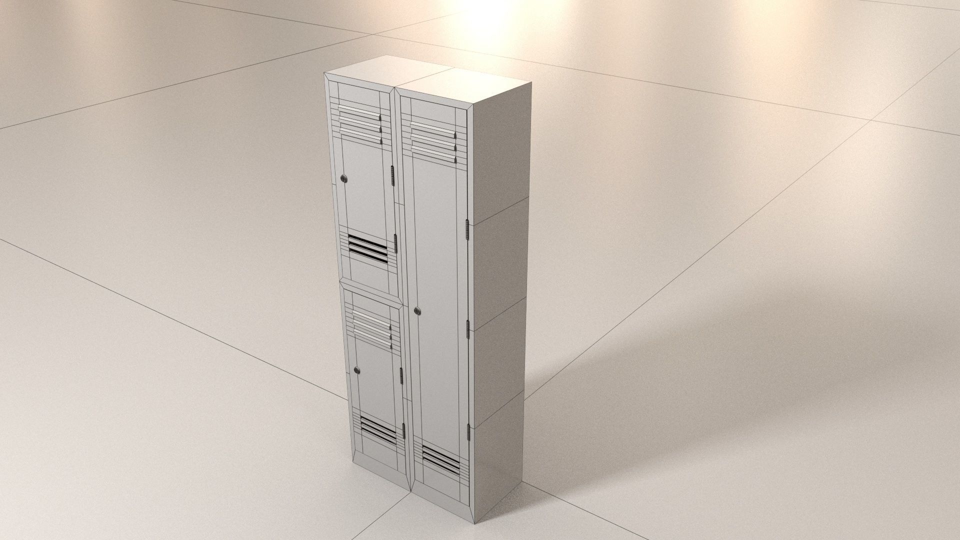Red Locker 3D Model wardrobe Low-poly 3D model_5