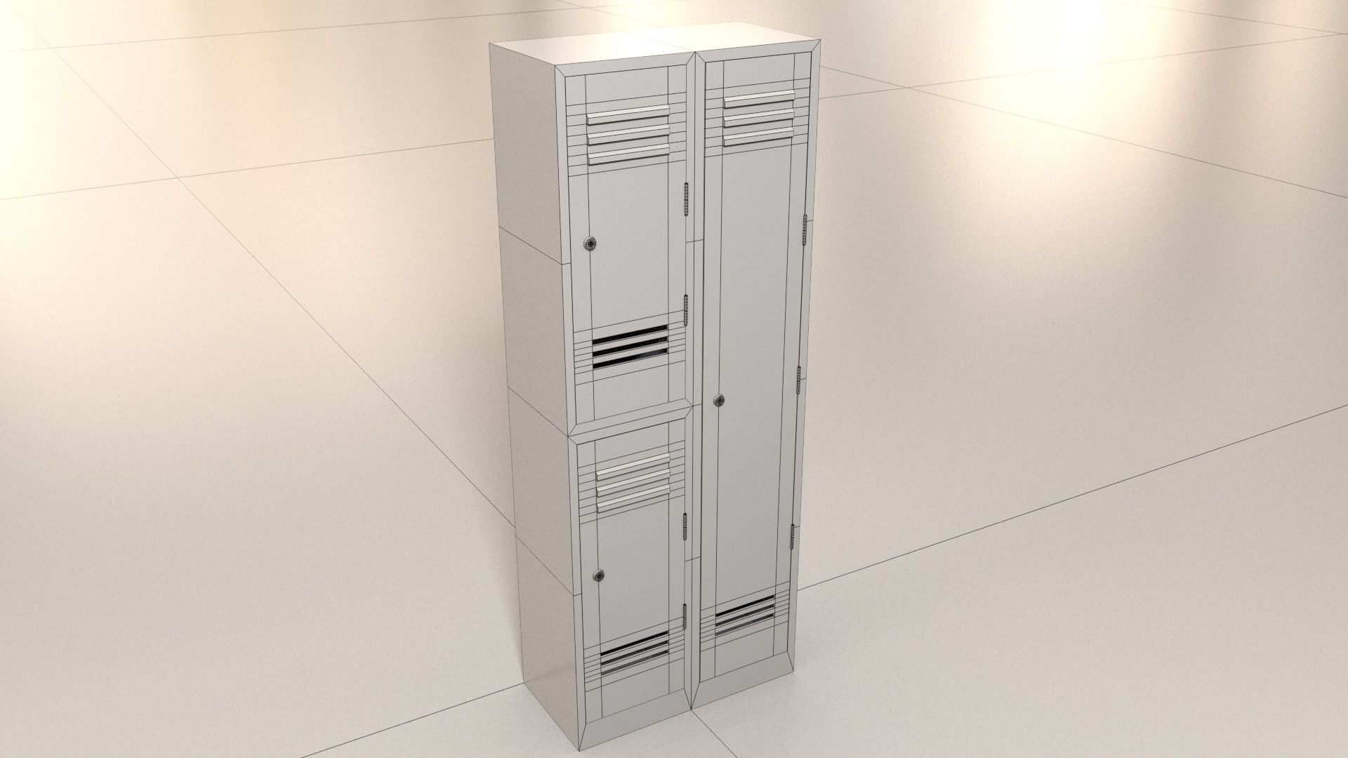 Red Locker 3D Model wardrobe Low-poly 3D model_4