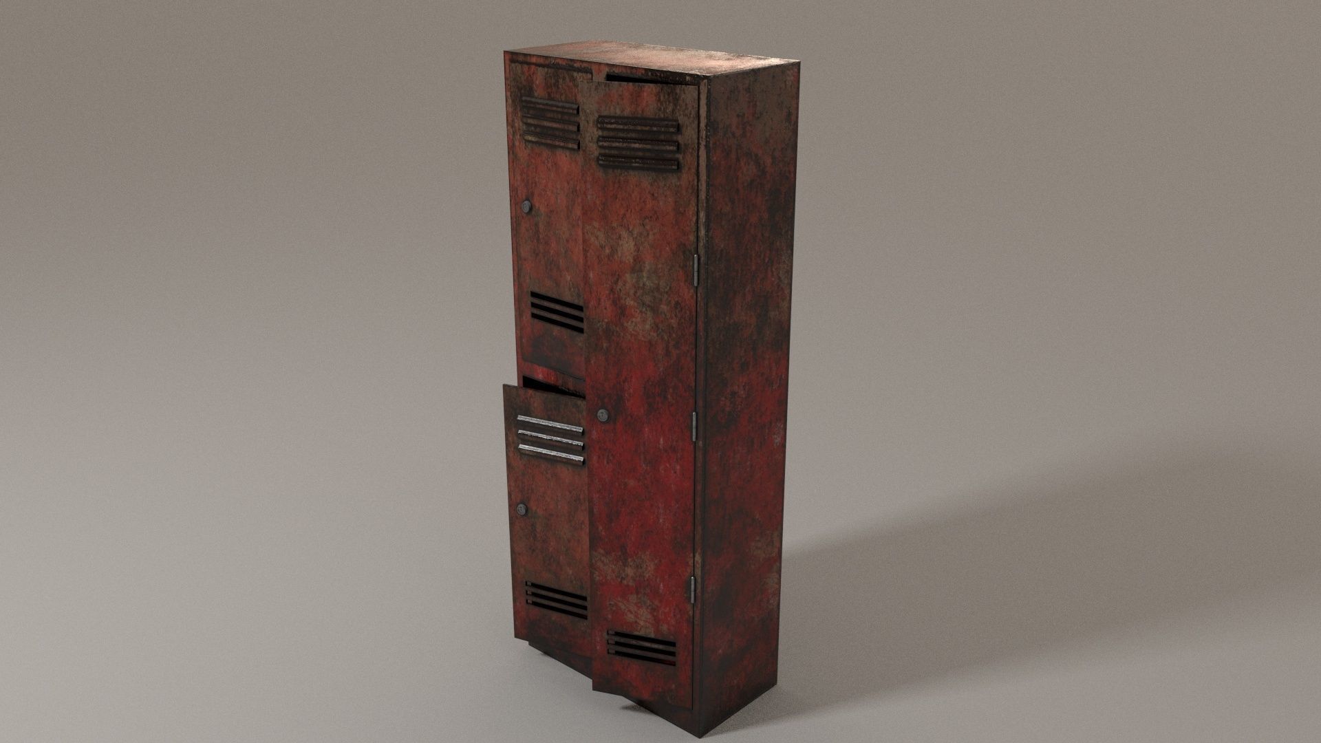 Red Locker 3D Model wardrobe Low-poly 3D model_3
