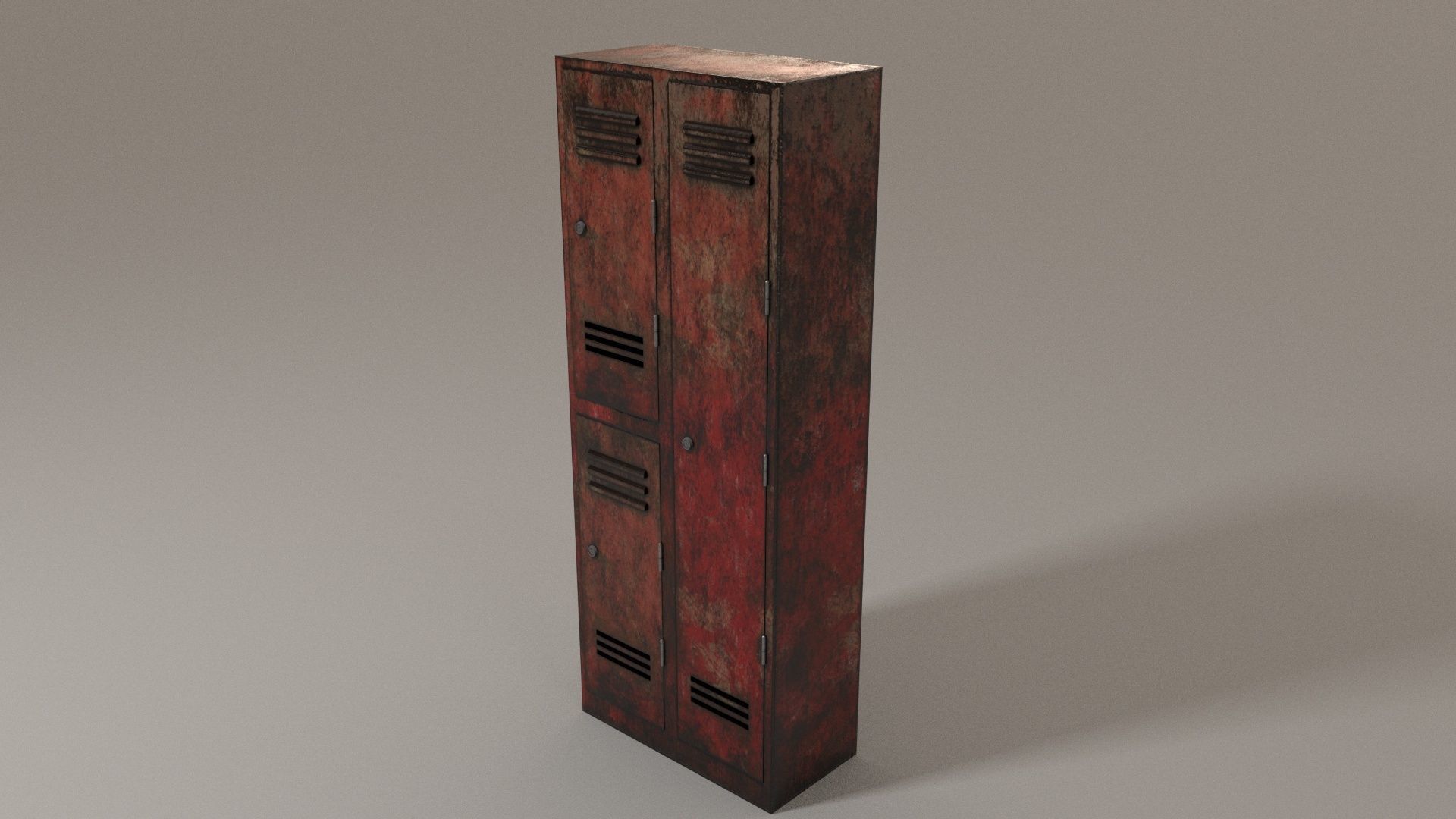 Red Locker 3D Model wardrobe Low-poly 3D model_2