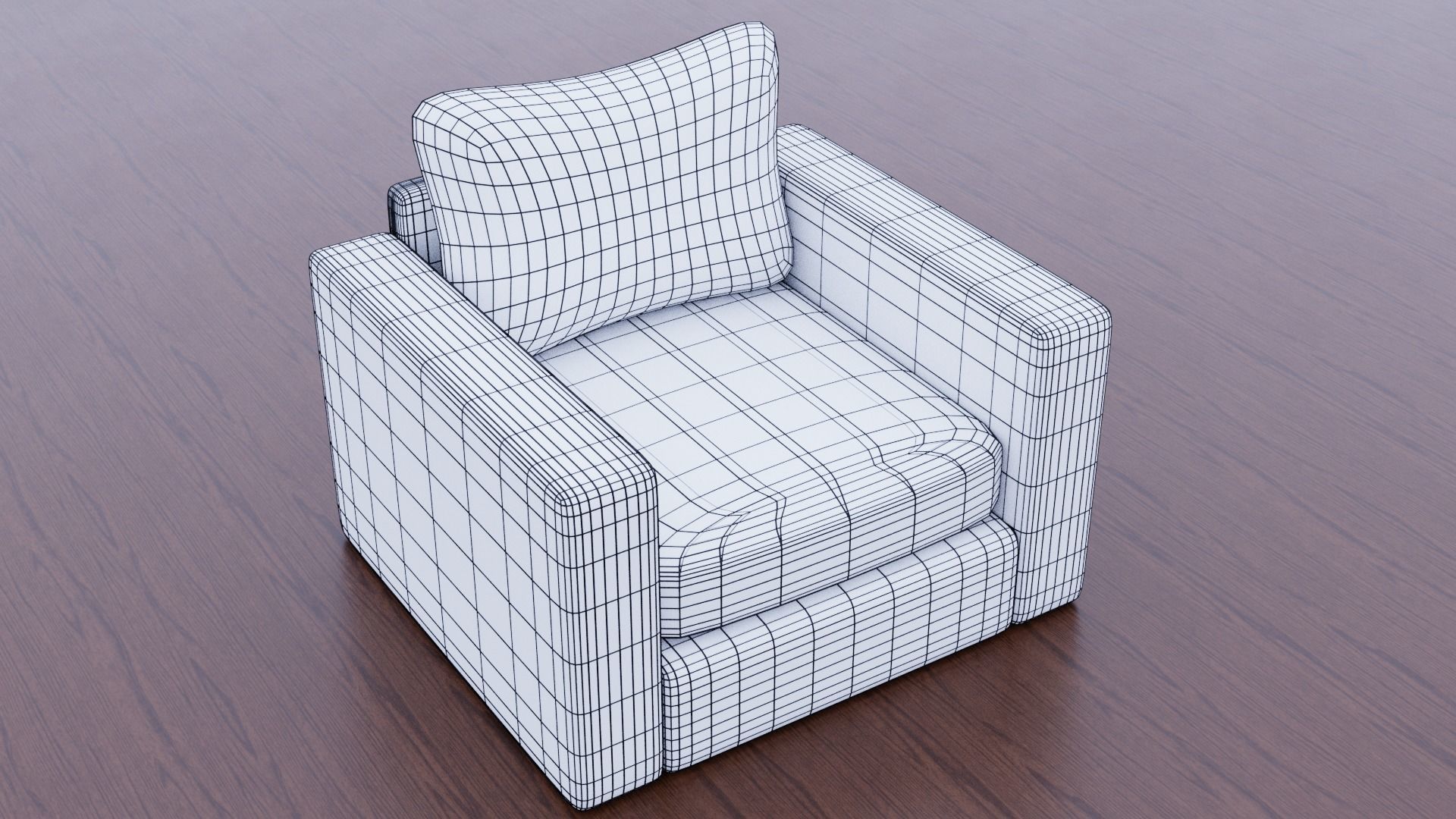 Armchair chair Low-poly 3D model_17