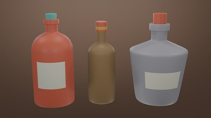 Liquor Bottles 4 3D model