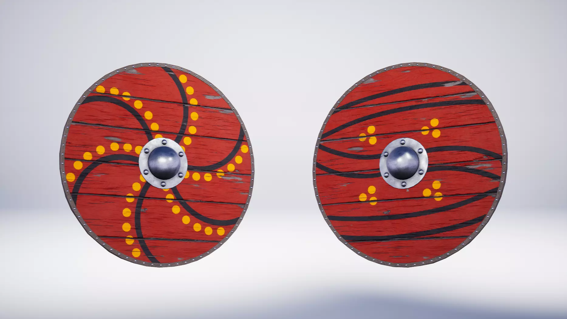 Viking Anglo Saxon Shield - 2 Variations Low-poly 3D model_0