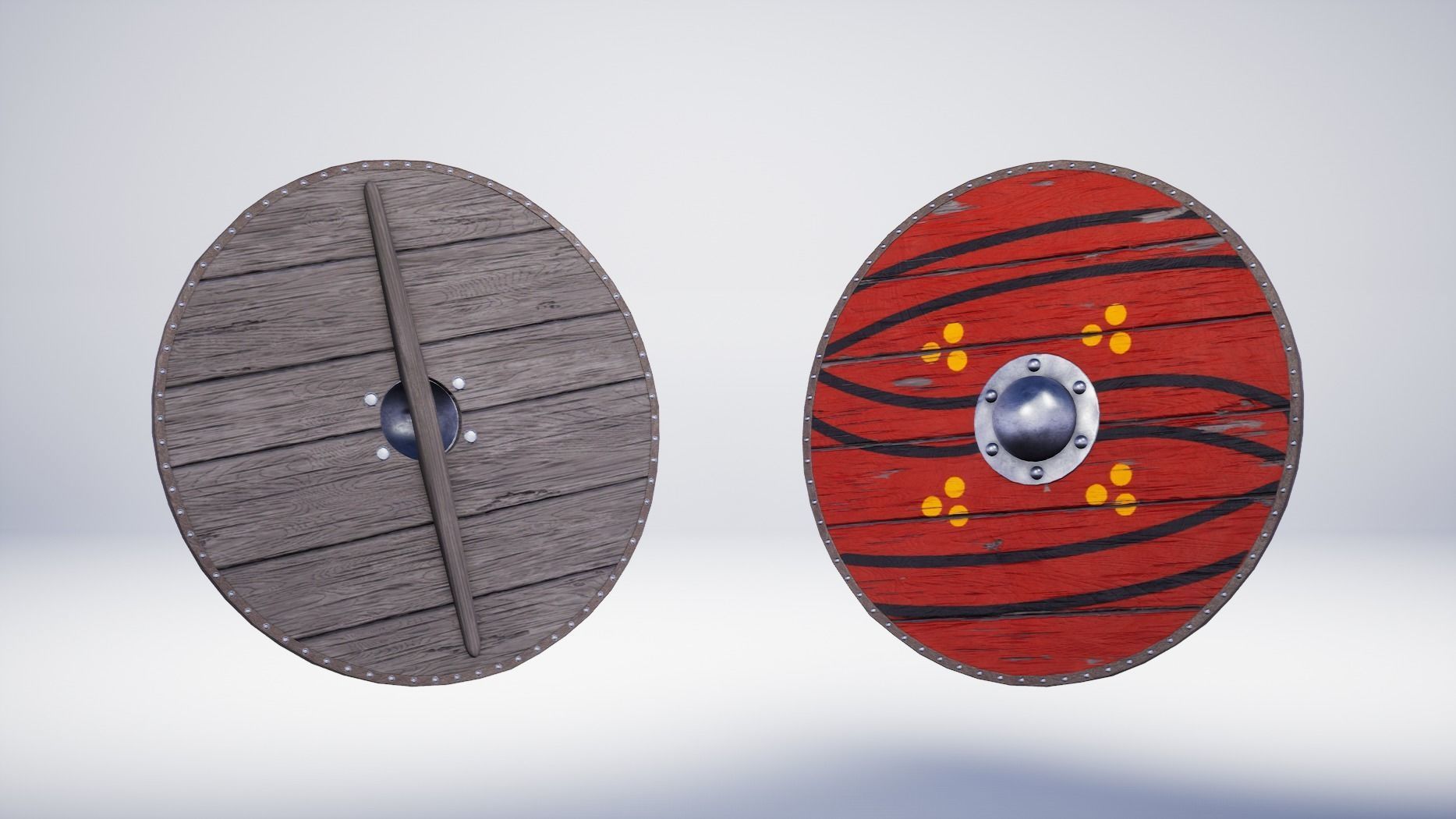 Viking Anglo Saxon Shield - 2 Variations Low-poly 3D model_1