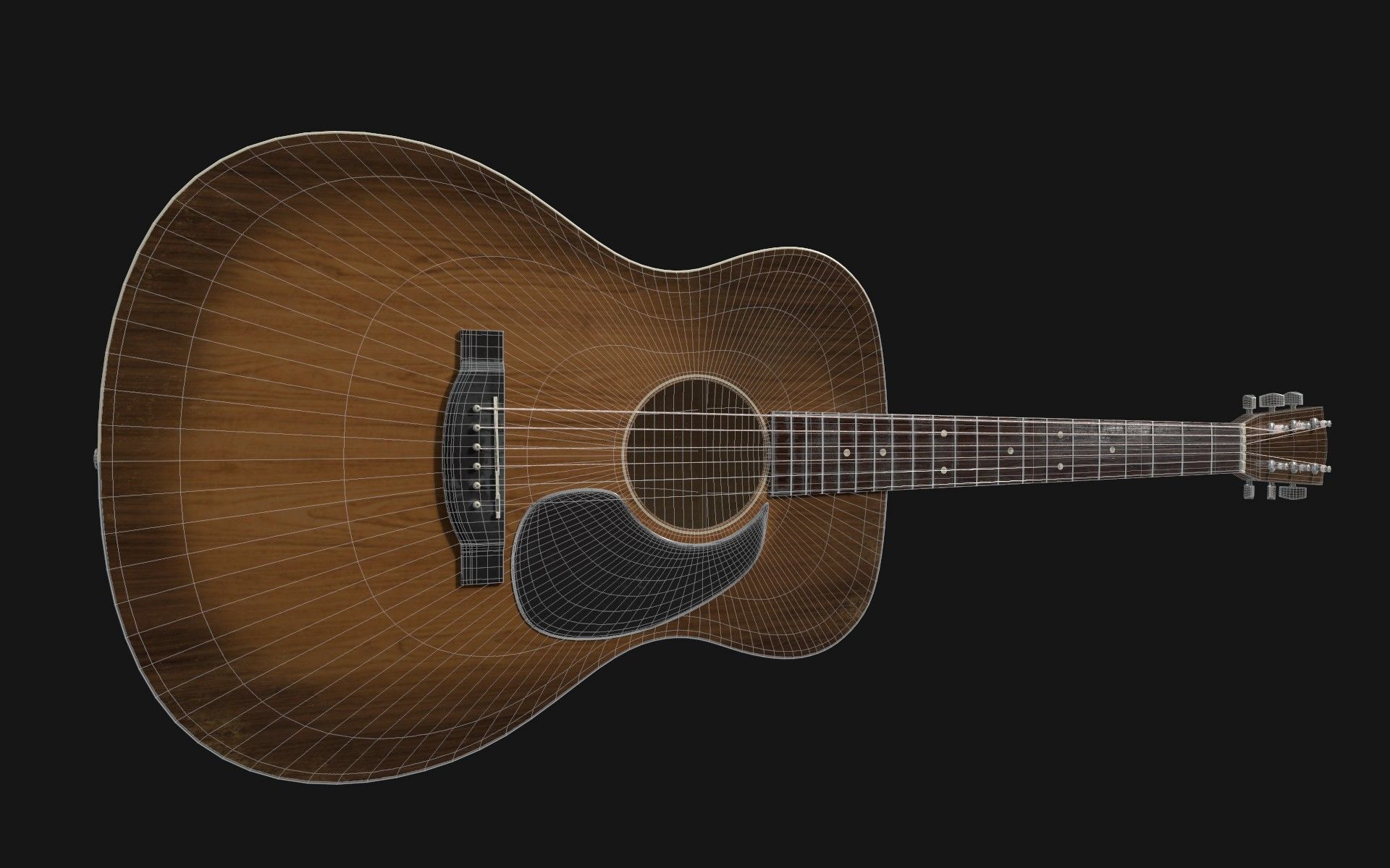 worn out guitar 3D model_2