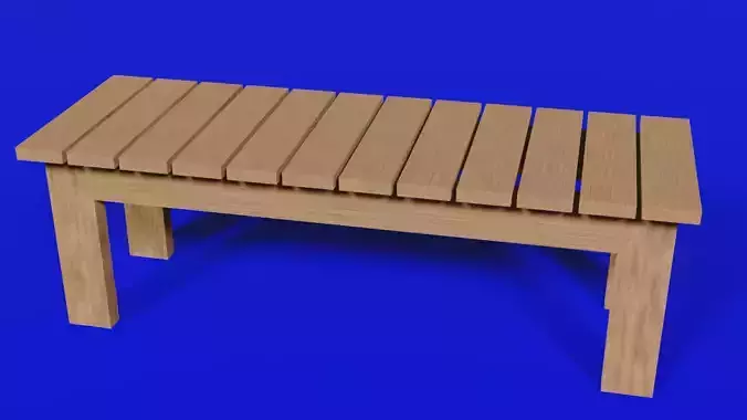 3D model wooden bench