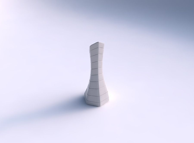 Vase squeezed and bent hexagon with hard horizontal dents