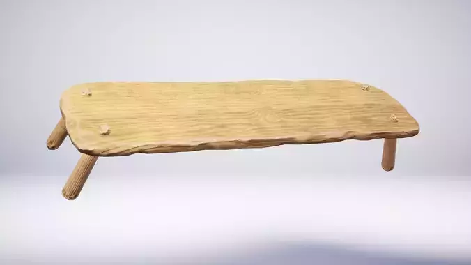 Anglo Saxon Viking Wooden Bench Low-poly 3D model