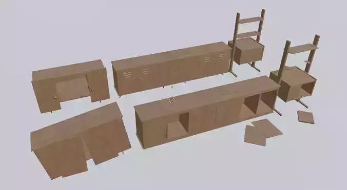 Cabinets set of wooden furniture