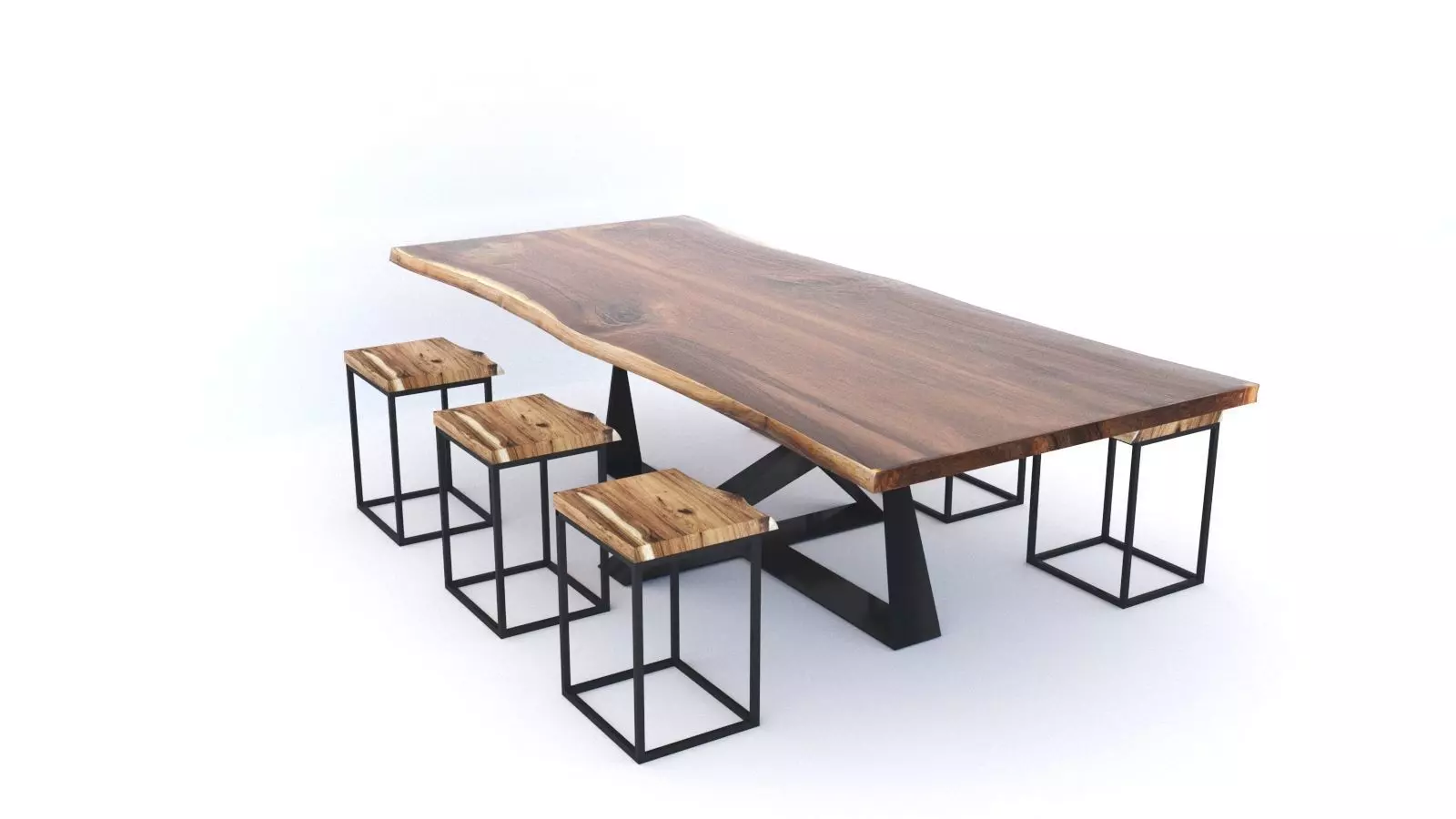 Modern Natural Table Set 3D model_0