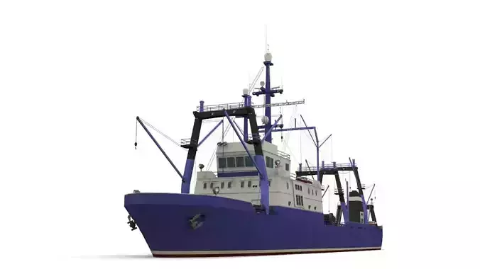 Trawler fishing boat Low-poly 3D model