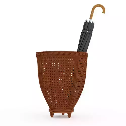 Wicker basket with an umbrella