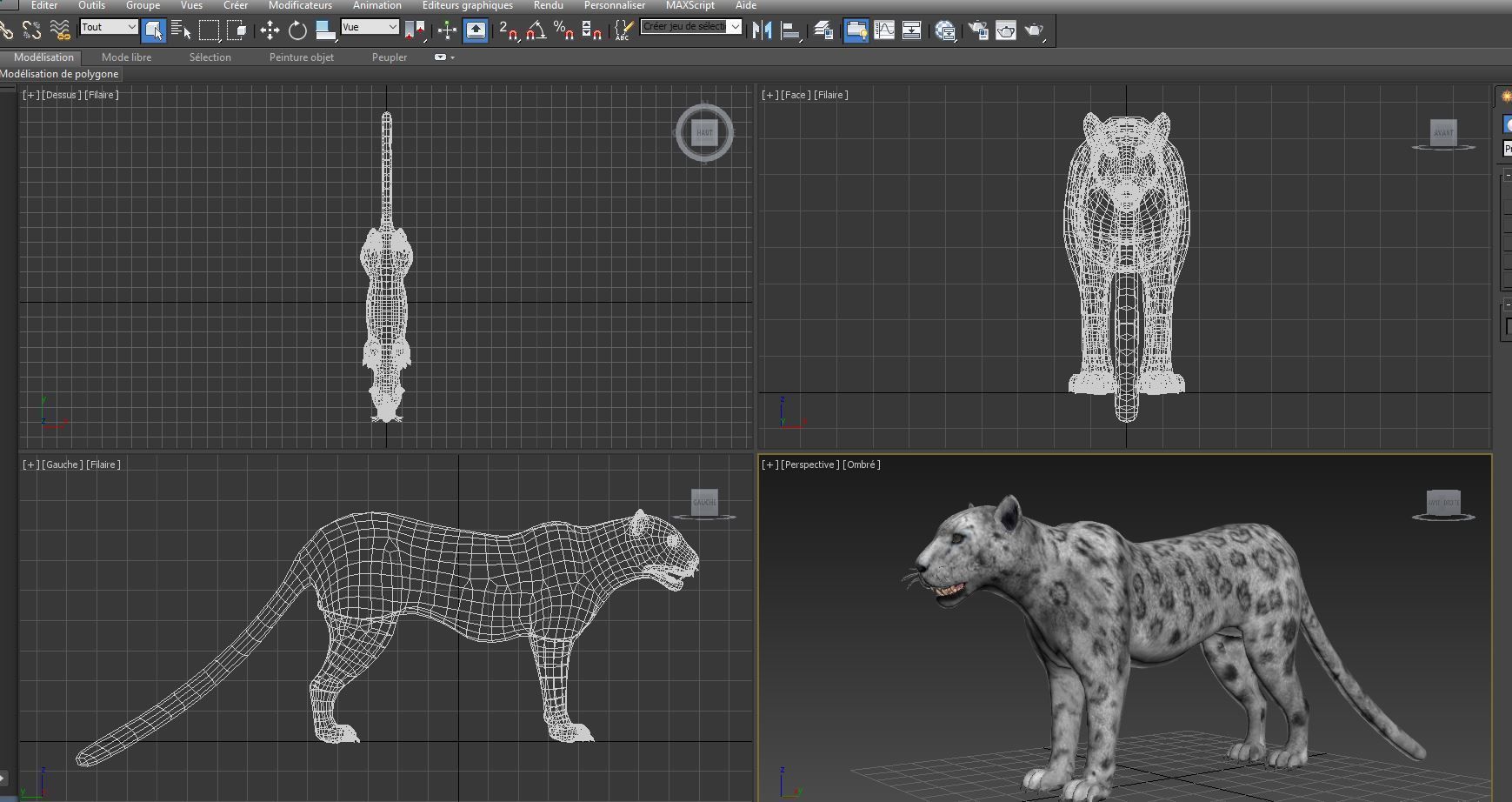 Game ready White Leopard 3D Low-poly 3D model_12