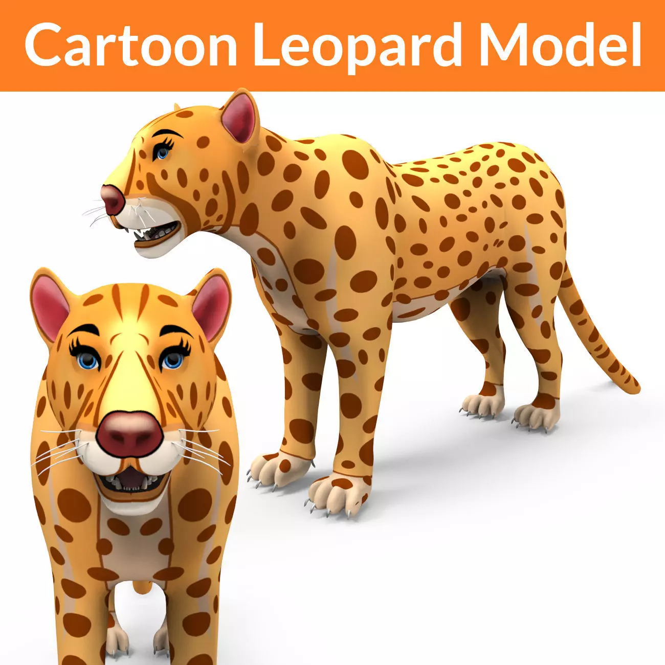 3D Cartoon Leopard low poly game ready Low-poly 3D model_0