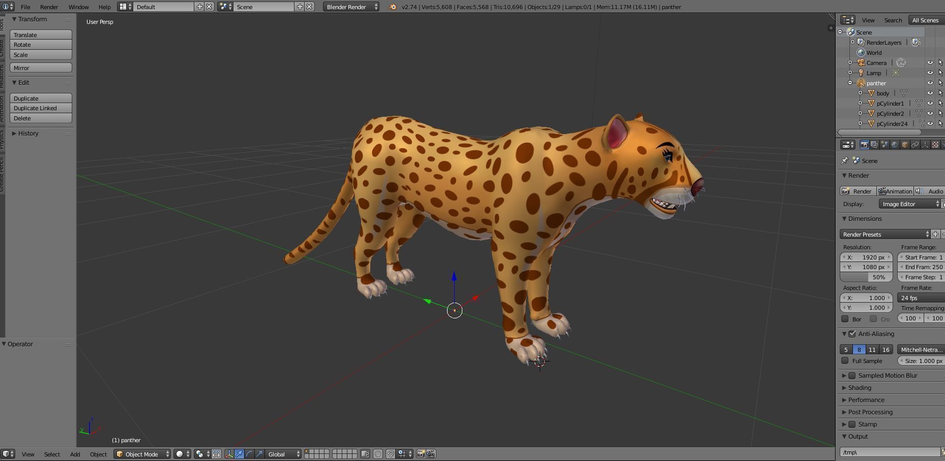 3D Cartoon Leopard low poly game ready Low-poly 3D model_24