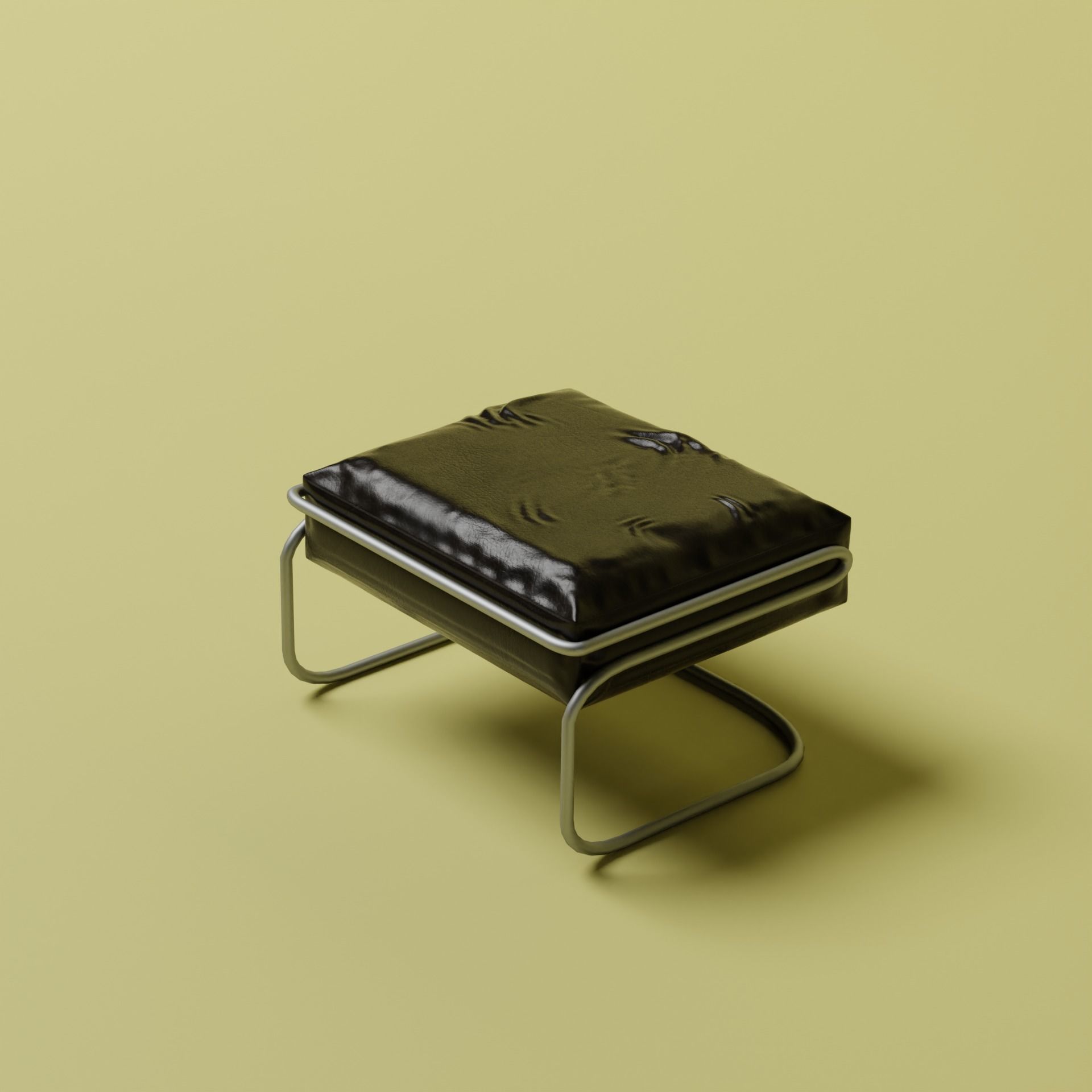 Leather chair with footstool 3D model_2