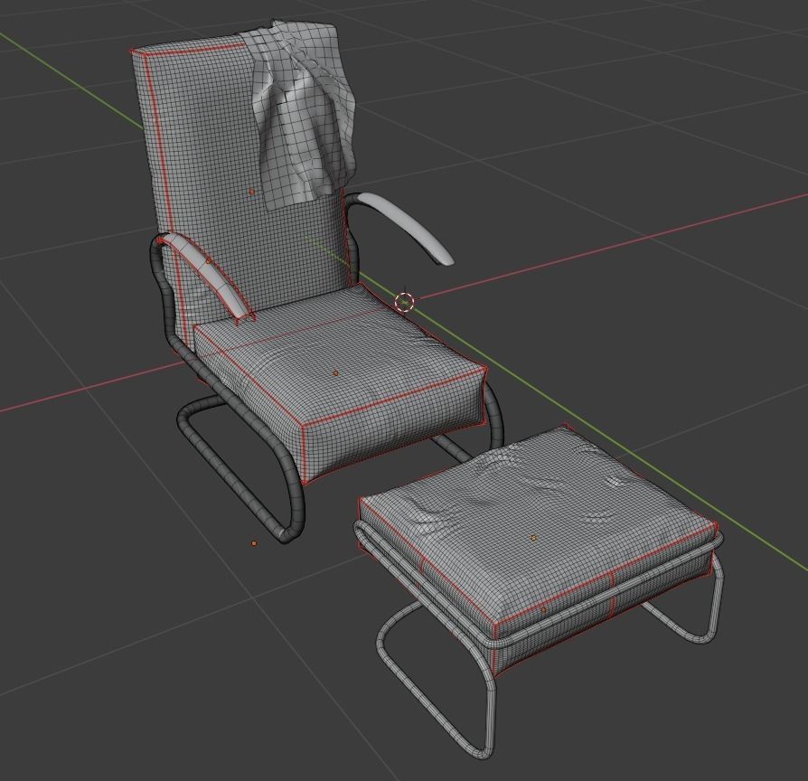 Leather chair with footstool 3D model_4