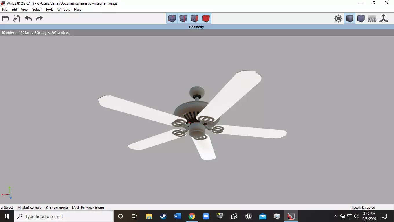Vintage ceiling fan 3D model_0