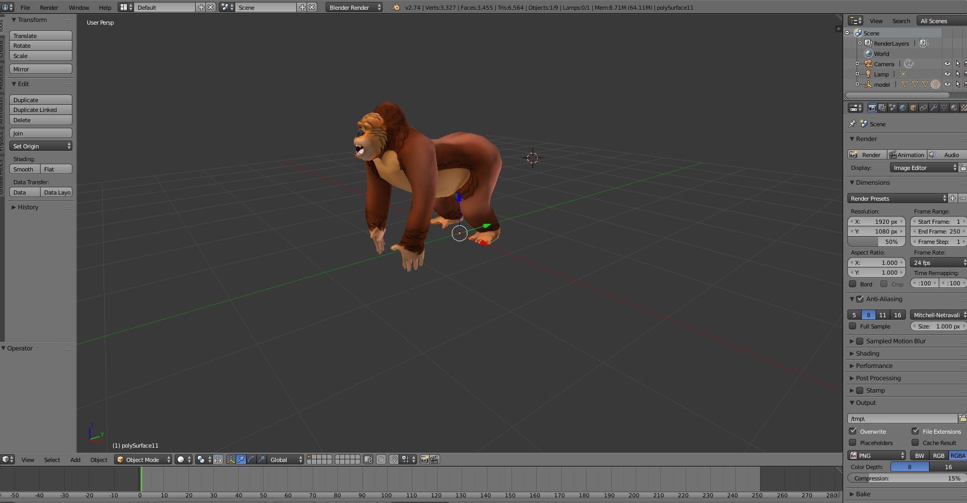 3D cartoon Gorilla Models game ready low poly Low-poly 3D model_17