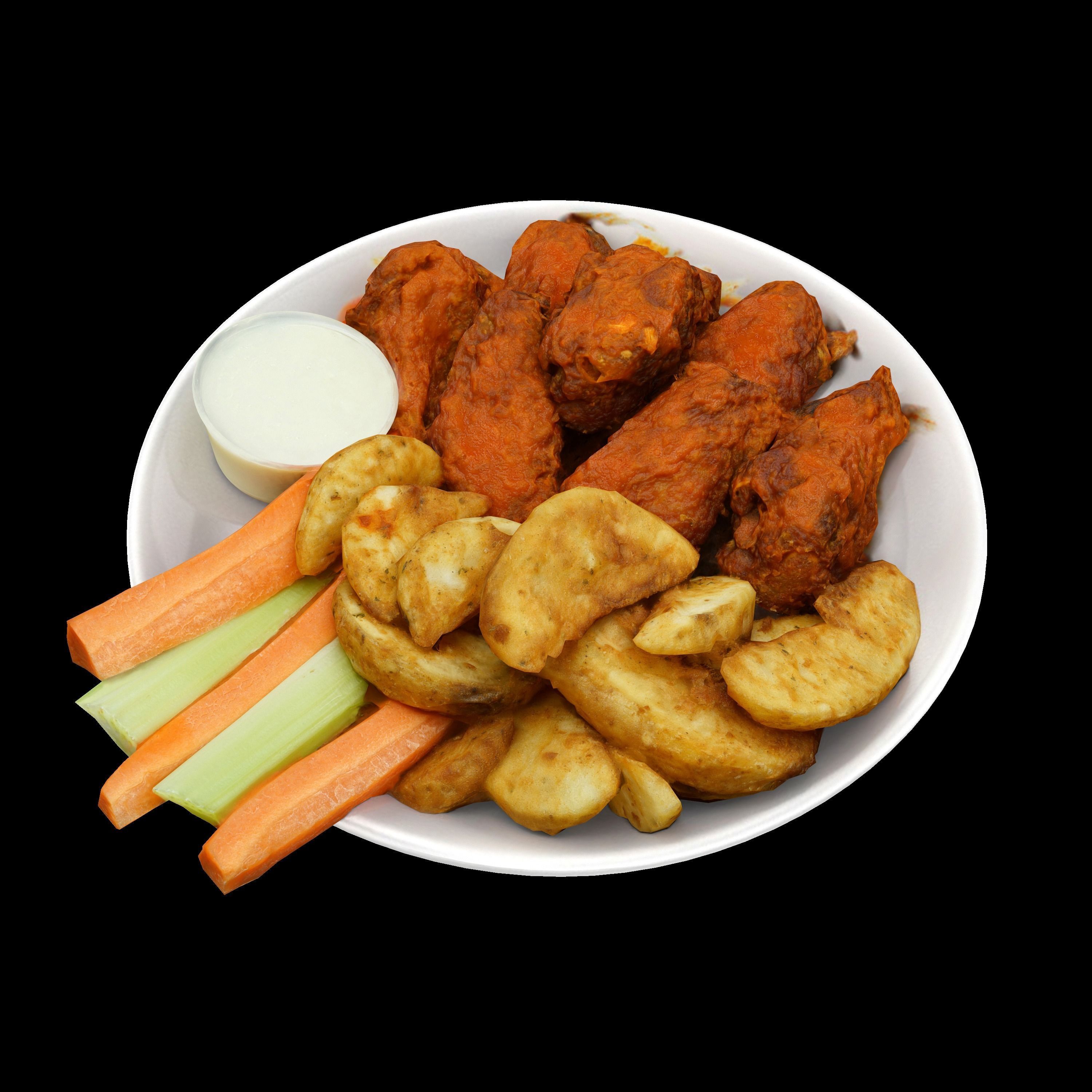 fried chicken with french fries Low-poly 3D Low-poly 3D model_8