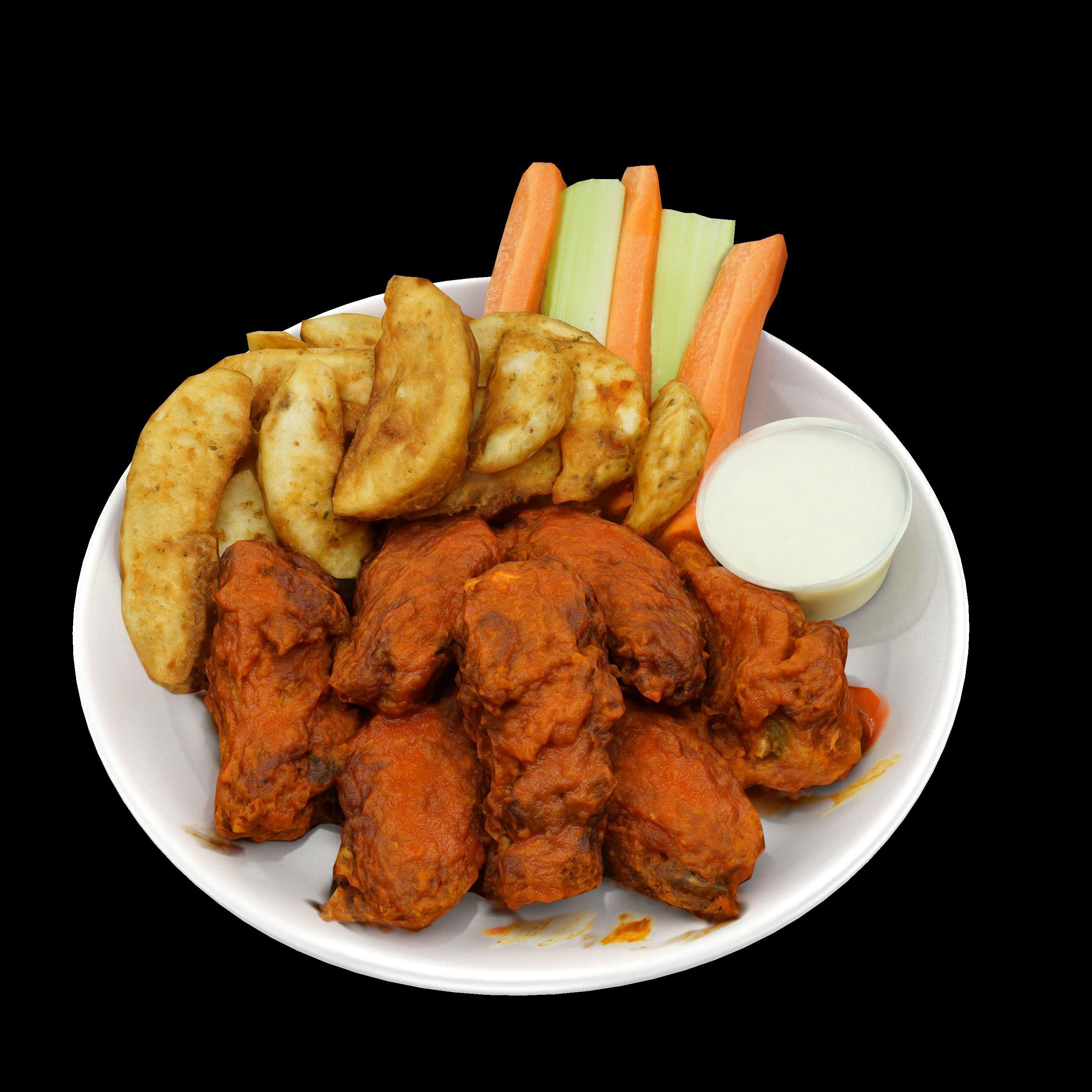 fried chicken with french fries Low-poly 3D Low-poly 3D model_6