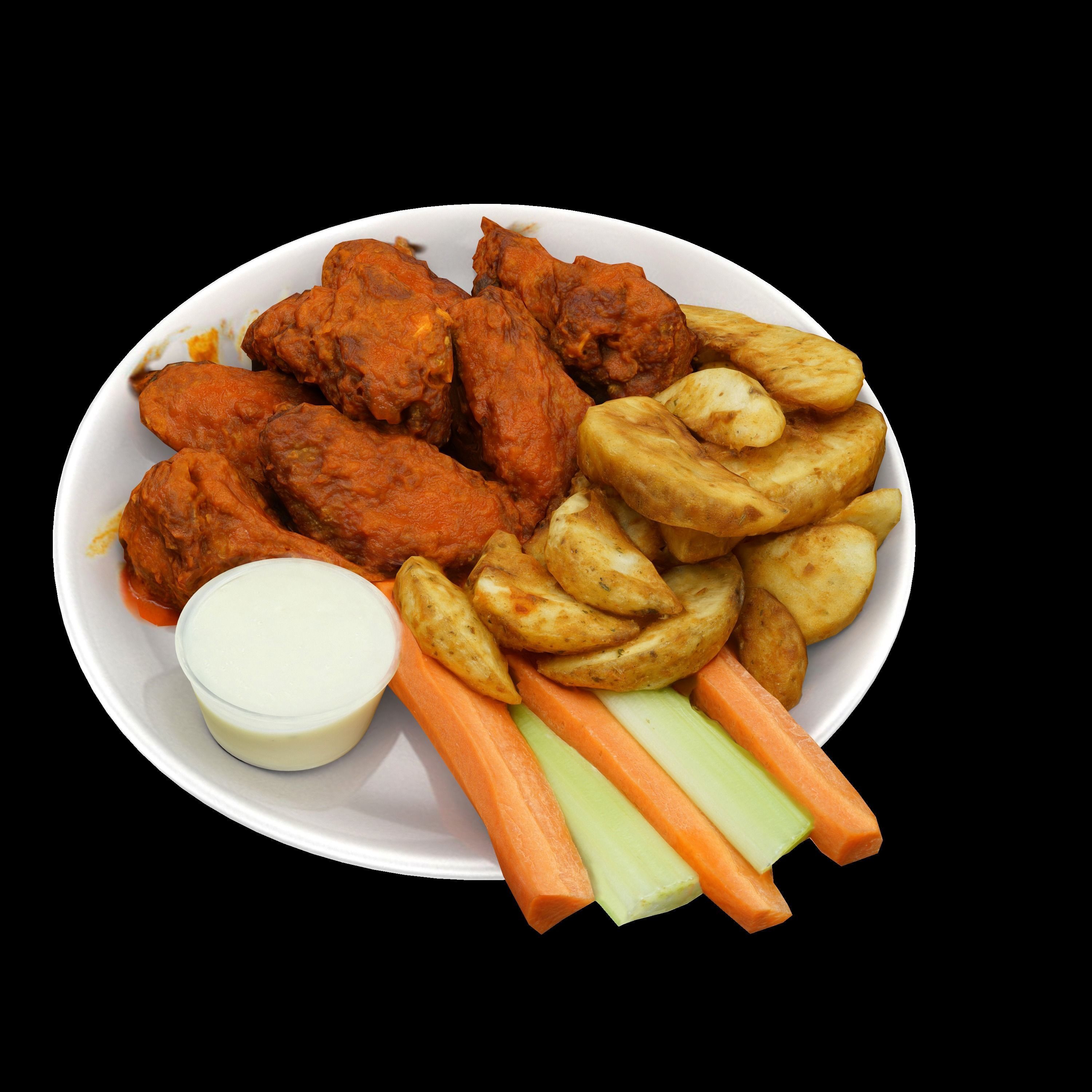 fried chicken with french fries Low-poly 3D Low-poly 3D model_9