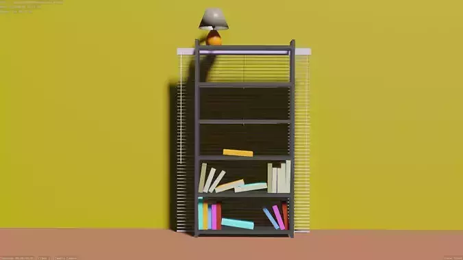 cupboard bookcase with lamp