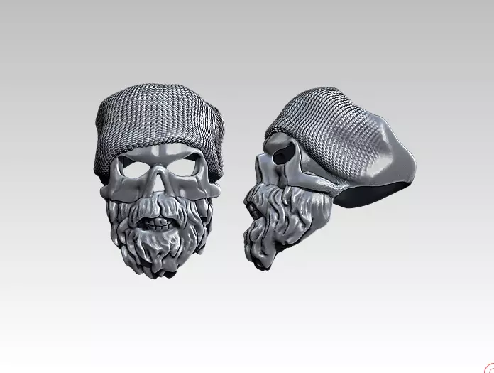 Beard Fashion Man Skull ring Detailed HighPoly 3D print model