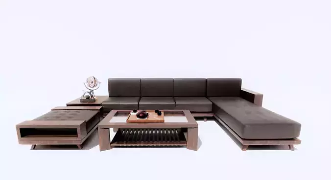 Modern Leather Sofa Set 3D model