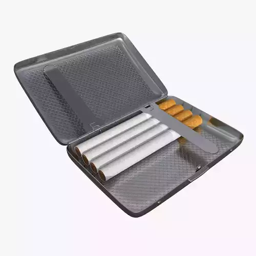 Cigarette metal case box 01 open